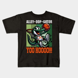 Alley-oop-gator! Yoo hoooo!!! - Cute alligator even can make an alley-oop! Kids T-Shirt